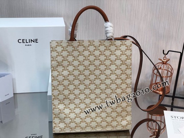 Celine專櫃2023新款手提托特包 191542 賽琳CABAS TRIOMPHE帆布小號豎款手袋 sldj2223